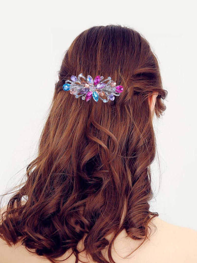 Sankuwen Flower Luxury Jewelry Design Hairpin Rhinestone Hair Barrette Clip,Also Perfect Mother's Day Gifts for Mom(Multicolor) - Image 3